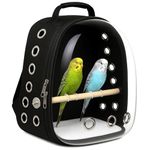 Buraq Bird Carrier Astronaut Space Transparent Backpacks Capsule Breathable Airline-Approved, Ventilated Bag for Travel, Hiking and Outdoor for Birds Puppies & Cats (Black)