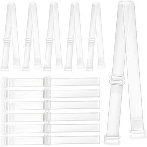 Clear Bra Straps, 6 Pairs Invisible Bra Straps Non-slip Transparent Bra Straps 12 Mm Thin TPU Straps Dance Bra Clear Straps Adjustable Clear Shoulder Straps Replacement for Women Girls Strapless Bras,