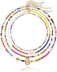 Wellike Colorful Beaded Necklace for Women Freshwater Beaded Pearl Choker Necklace Evil Eye Pearl Necklaces for Teen Girls Stainless Steel 18K Gold Plated Necklace Y2K Trendy Pearl Necklace Women,