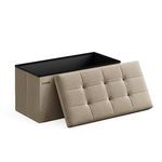 SONGMICS 30 Inches Folding Storage Ottoman Bench, Storage Chest, Foot Rest Stool, Camel Brown ULSF047R01