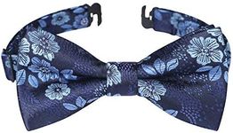 HISDERN Toddler Boys Bow Tie Pre Tied Adjustable Clip On Blue Paisley Kids Bowties Fun Patterned Bowties for Wedding Party