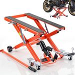 VEVOR Hydraulic Motorcycle Lift Jack, 1100 lbs Capacity, Scissor Lift Jack Portable Motorcycle Hoist Stand with 6 Wheels, 4.72"-15.15" Height Range, Hydraulic Foot-Operated Hoist Stand for Dirt Bikes