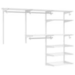 CASART Closet Organiser System, Wall-Mounted Hanging Garment Rack Clothes Storage Rail, Adjustable Wall Clothing Hanger Wardrobe Organizer for Bedroom Living Room (3 Hanging Rods + 8 Shelves, White)
