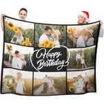 LNM Personalised Birthday Gifts for Women & Men, Personalised Blanket Adults, Customised Blankets with Pictures, Custom Photo Blanket, Personalised Christmas Photo Gifts for Him & Her