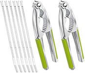 Anglekai Nut Crackers, 8Pcs Multi-Purpose Cracker Tools - Stainless Steel Seafood Pecan Crackers Forks, Non-slip Handle Walnut Cracker Tools, Lobster Crab Leg Cracker Nut Cracking Tools (Green)