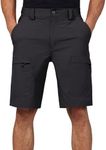 FREEKITE Men's Hiking Cargo Shorts Lightweight Water Resistant Tactical Quick Dry Shorts for Men Travel Work Casual with 6 Pockets(Black 32W/10L)