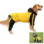 Dog Raincoats Waterproof, Dog Hooded Raincoat, Coat Rain Jacket for Dogs, Dog Raincoat With Hood, Lightweight Adjustable Outdoor Rain Poncho Rain Gear Jumpsuit for Small Medium Dog-XXXXL-Yellow