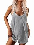 Ekouaer Womens Summer Casual Sleeveless Rompers Loose Spaghetti Strap Shorts Overalls Outfits 2024 Jumpsuit With Pockets