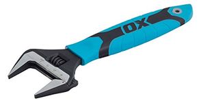 OX Tools Pro Extra Wide Jaw Adjustable Wrench - Adjustable Plumbing Spanner with Soft Grip Handle - Multifunctional tool - 8 inch, (200mm), OX-P324608