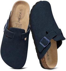 KIDMI Genuine Suede Clogs for Women Cork Footbed Sandals Leather Mules Potato Shoes with Arch Support Navy 45 (Size 12.5-13)