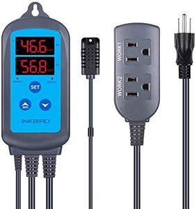Inkbird Digital Wi-Fi Humidity Controller IHC-200 Dual Outlet Pre-Wired Humidistat for Mushroom Growing Curing Meat Reptile Greenhouse Support Humidifier Dehumidifier Fan iOS&Andriod.