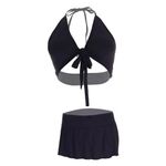 Psychovest Women's Sexy Bra and Short Skirt Lingerie Set Free Size Black