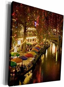 3dRose cw_94613_1 USA, Texas, San Antonio Riverwalk Area/Evening-US44 WBI0260-Walter Bibikow-Museum Grave Canvas, 16 by 20-inch, Multicolor