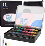 ARROLLIANT Watercolor Paint Set 36 Colors, Artist Paint Cakes Block Set With Water Colour Paper, Paint Brush, Water Brush Pen, Tin Box,Multicolor