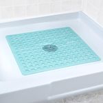 SlipX Solutions Essential Square Shower Mat, 53 cm x 53 cm, Grippy Textured Surface, 25% Stronger Suction Cups, Non-Slip Shower Floor Mat for All Ages, Fits Standard Shower Stalls & Tubs, Aqua