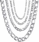 Prosteel Stainless Steel Figaro Chain for Men Women Thin Chains 20inch Cool Teen Boys Silver Flat Chain Necklace