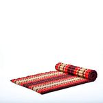 Leewadee - Foldable Floor Mattress - Japanese Roll Up Futon -Trifold Tatami Mat- Guest Floor Bed - Camping Mattress - Thai Massage Mat, Kapok Filled, Red