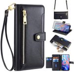 Asuwish Phone Case for Xiaomi Redmi Note 11S/11 4G Wallet Cover and Tempered Glass Screen Protector Zipper Card Holder Slot Stand Magnetic Cell Accessories Folio Redme Note11 S Note11S Women Men Black