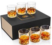 KANARS Whiskey Glasses Set of 6 with Elegant Gift Box, 300ml Crystal Old Fashioned Liquor Glass Tumbler for Scotch, Cocktail or Bourbon, Men Gift for Birthday Father's Day Wedding