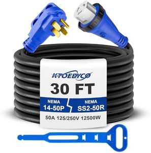 50 Amp RV Extension Cord 30 ft 250V Heavy Duty STW 6/3+8/1 Gauge Pure Copper RV Power Cord, Twist Lock ETL Listed NEMA 14-50P to SS2-50R Cable with Power Indicator& Polarity Lamp