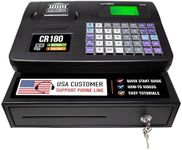 Nadex CR180 Cash Register, 6800 Price Lookups 60 Dept, Cash and Coin Drawer, Black