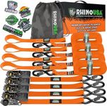 Rhino USA Ratchet Straps 4PK 4 Pack Set (Orange) Orange 4-Pack