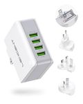 Lencent USB Charger Plug, 4-Port USB Universal Travel Adaptor Plug, 22W/5V 4.4A Wall Charger Worldwide Travel Charger Adapter for iPhone, iPad, Android, Tablets and More