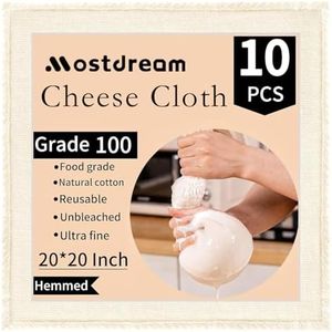 Mostdream Cheese Cloths, 10Pcs 20x20 Inch Grade 100 Precut Cheese Cloths for Straining, Cotton Unbleached, Reusable Muslin Cheesecloth for Straining, Making Yogurt, Juice, Cooking Turkey