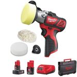Milwaukee 4933447799 - M12bps - 421 x Polisher/Sander, 2 Speeds (2500/7500 RPM), Max Cap. 76 mm, 1 bat 4.0ah and 1 bat 2.0ah, White|red