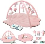 Suihuooo Baby Play Mat, Ocean Shell Theme Playmats & Floor Gyms, Baby Play Gym with 6 Detachable Activity Toys, Early Sensory Development Play Mat for Infant & Newborn (Pink)