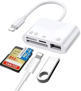 Oblinple 4 en 1 Lecteur de Carte SD pour iPhone iPad, Lightning Adaptateur de Micro SD Card Reader avec Double Emplacement pour SD TF, Adapteur de Carte Mémoire D'appareil Photo USB, Plug and Play