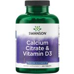 Swanson Calcium Citrate & Vitamin D, with 630mg Calcium and 500IU Vitamin D3 per Day, 250 Tablets, High Strength, Soy Free, Gluten Free, Non-GMO