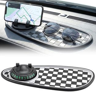 Hulezt 2026 New Multifunction Car Anti-Slip Pad, 360° Rotatable Phone Holder Dashboard Pad with Hidden Parking Number Plate, Car Anti Slip Pad Phone Holder for Phone Keys Sunglasses (White)