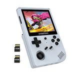 RG351V Handheld Game Console , Plug & Play Video Games Supports Double TF Extend 256GB , Portable Game Console 3.5 Inch IPS Screen 2521 Games (Gray)