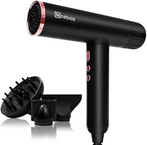 Nicebay Ionic Hair Dryer, 1600W, 3 Attachments
