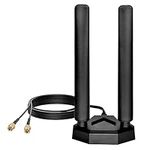 Nelawya Tri Band WiFi 6E Antenna 8dBi 2.4GHz 5.8GHz 6Ghz Magnetic Base RP-SMA Adapter Bluetooth Antenna Compatible with PC Desktop Computer PCI-E Card WLAN Wireless WiFi 6E Router