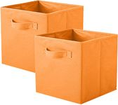 powerking Storage Box, 2 Pack Foldable Storage Cubes Storage Box Made of Fabric in Cube Shape, Orange, (PKUS-809-L2)