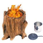 Smores Fire Pit,Tree Stump Tabletop Fire Pit, Alcohol Burner Smores Maker,Fire Pit Bowl,Portable Mini Fireplace for Outdoor, Camping, Outside, Patio, Decor