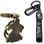 MAPLE Leather & Made Like Gun Antique Keychain Compatible with Royal Enfield Unique Stylish for Men Car Bike Key Ring Key Chain Antique Golden Combo Pack Of 2