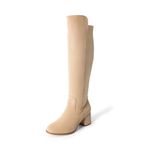 DREAM PAIRS Women's Knee High Stretchy Fashion Boots, Nude-suede, 8