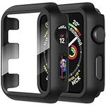 Diruite 2-Pack for Apple Watch Series 3/2/1 38mm All-Around Screen Protector Case, Tempered Glass Screen Protector Case Ultra-Thin for iWatch 38mm Protection Cover Case- Black