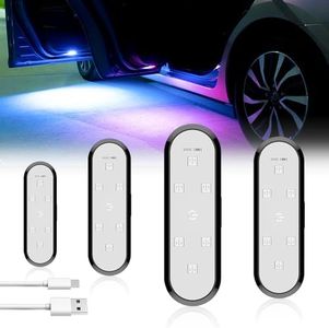 Sidaqi 4PCS 7 Colors Car LED Door Lights Interior Magnetic Wireless Car Door Projector Lights Waterproof Welcome Lights with Infrared Sensing Doors Step Courtesy Car Door Lights for Warning Decoration