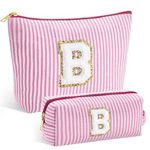 SEFORICO Personalized Teen Girl Gifts - Initial Makeup Bag Make Up Bag Cosmetic Bags for Women Travel Toiletry Bag, Girlfriend Wife Teacher 12 13 14 15 16 Years Old Girl Gifts Trendy Stuff (Pink B)