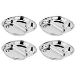 Ahimsa Stainless Steel Kids Plates | Pediatrician Designed | Balanced Bites Divided Plates for Toddlers | Non Toxic & 100% BPA Free | Dishwasher Safe | Set of 4 (Classic Stainless)