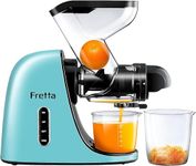 Masticating Juicers, Fretta Cold Pressed Juicer Machine, Large Feed Chute Whole Fruit Juicer Machine, BPA-Free, Celery Juicer, Quiete DC Motor & Reverse Function, 2 Speed, 200W (Light blue)