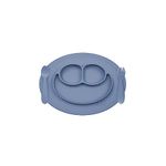 ezpz Mini Feeding Set - 100% Food Grade Silicone Suction Plate, Spoon & Fork for Infants + Toddlers for Highchair, Dining Table - Promotes Baby Self-Feeding - Microwave Safe - 12 Months+ (Indigo)