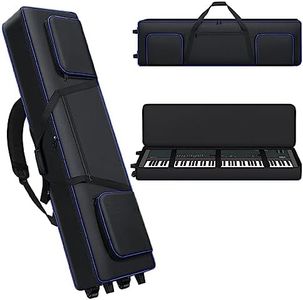 tingroun 88 Key Keyboard Case With Wheels| Portable Padded 88 Piano Case |53" x14.5"x7"| Rolling Keyboard Gig Bag with Handles & Adjustable Shoulder Straps| Sturdy 88 Key Keyboard Bag With 3 Pockets