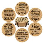 Office Gifts for Coworkers, Novelty Gifts for New Colleagues Employees Boss, Funny Office Desk Coasters, 6 Pcs Drink Coasters with Metal Holder, Birthday Christmas White Elephant Gifts for Men Women