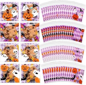 Halloween Treat Bags, 100PCS Self-sealing Halloween Candy Bags, Halloween Trick or Treat Bags Halloween Cellophane Treat Bags Bulk Halloween Decorations Halloween Goodie Bags Snack Bags for Candy (ghost)