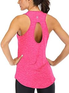 ICTIVE Yoga Tops for Women Loose Fit Workout Tank Tops for Women Backless Sleeveless Keyhole Open Back Muscle Tank Running Tank Tops Workout Tops Racerback Gym Summer Tops Rose XXL